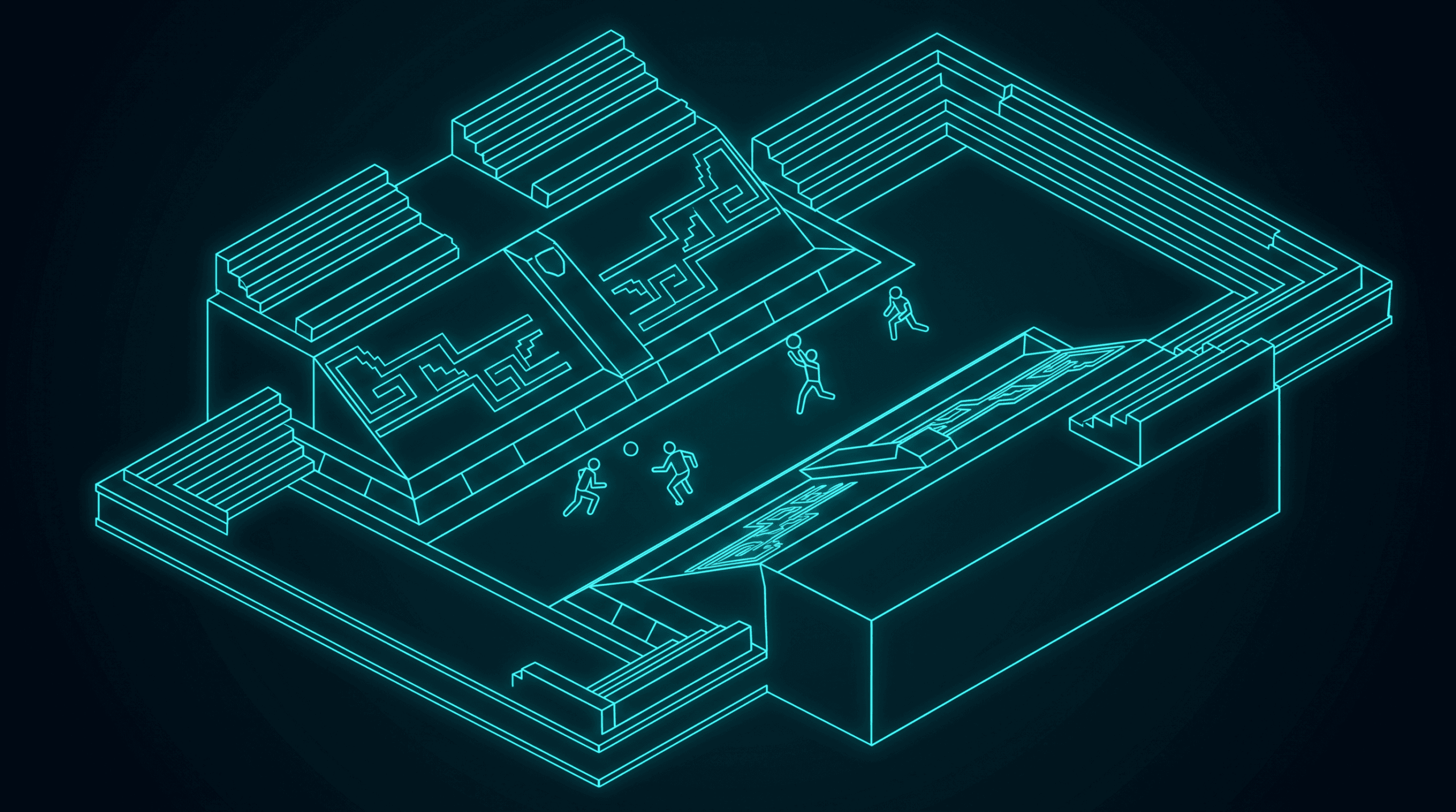 Image showcasing Isometric Ballcourt Boundaries inspired by the ancient game of Pitz.